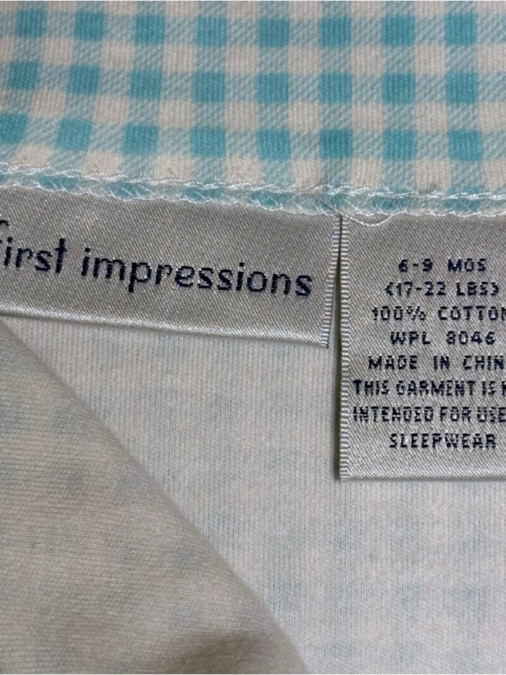 Vintage First Impressions Baby Girl Bubble Romper 6-9M Blue Gingham NWT Floral - Picture 8 of 9